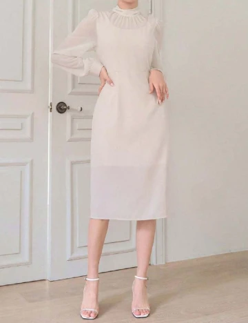 Rochie medie Dazy, crem