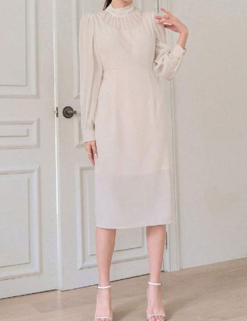 Rochie medie Dazy, crem