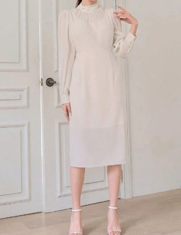 Rochie medie Dazy, crem