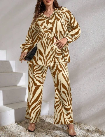 Compleu SHEIN CURVE, crem/maro