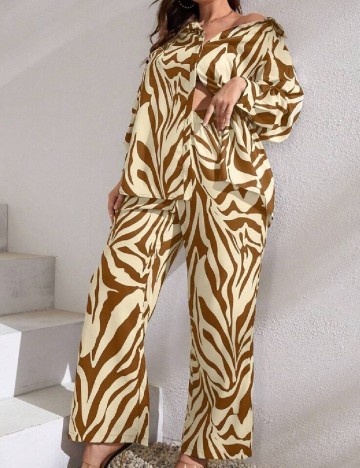 Compleu SHEIN CURVE, crem/maro