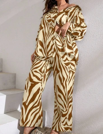 Compleu SHEIN CURVE, crem/maro