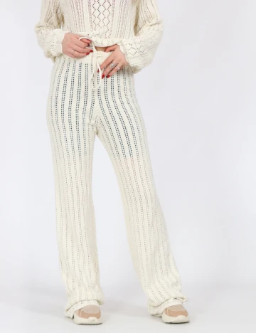 Pantaloni Noisy May, ecru Alb