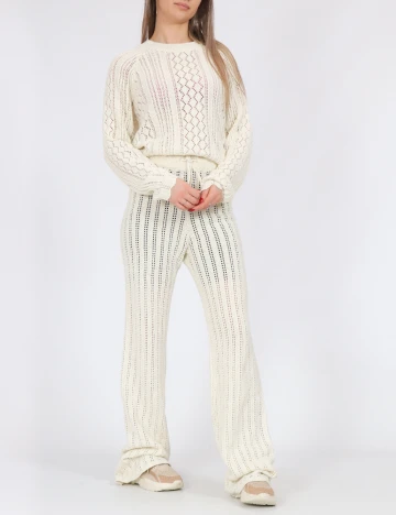 Pantaloni Noisy May, ecru Alb