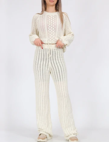 Pantaloni Noisy May, ecru Alb