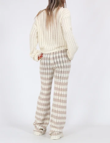 Pantaloni Noisy May, alb/crem Crem