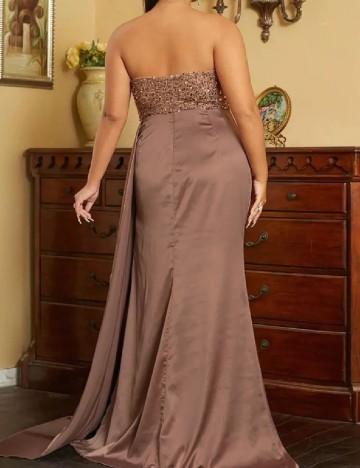 Rochie lunga Miss Ord Plus Size, maro