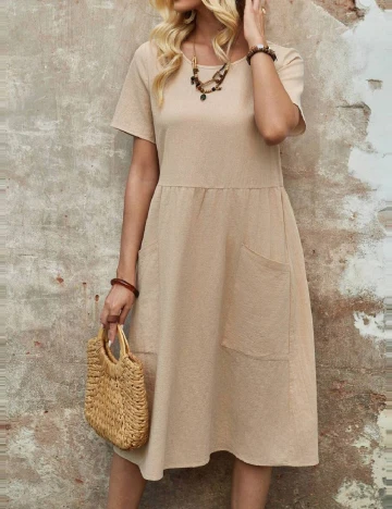 Rochie scurta Emery Rose, crem