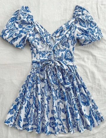 Rochie scurta SHEIN, alb/albastru