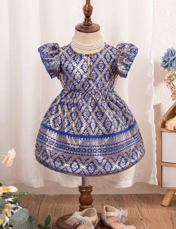 
						Rochie Shein Kids, albastru/auriu