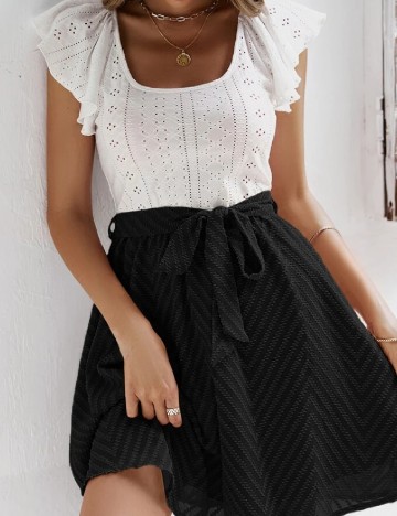 Rochie scurta SHEIN, alb/negru