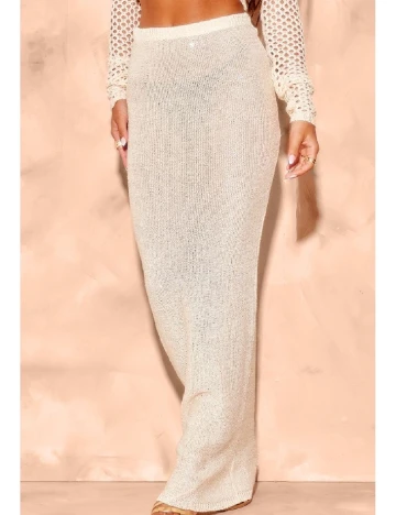 Fusta PRETTYLITTLETHING, ecru