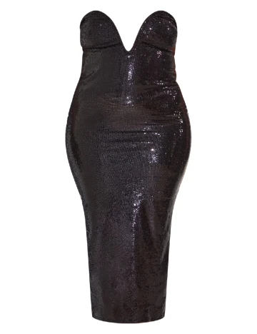 Rochie medie PRETTYLITTLETHING Plus Size, negru Negru