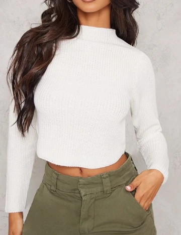 Bluza PRETTYLITTLETHING, alb
