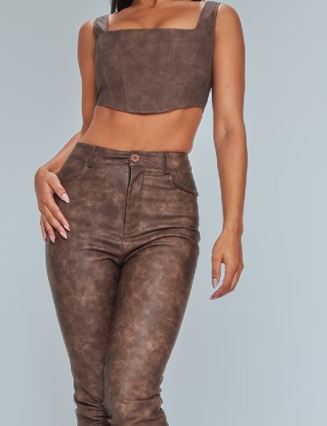 Pantaloni PRETTYLITTLETHING, maro