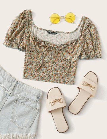 Top SHEIN, floral print