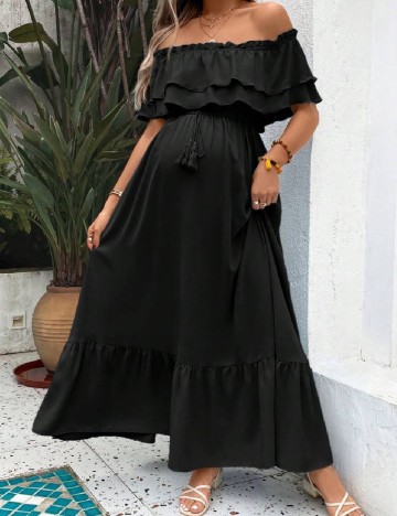 Rochie lunga SHEIN Maternity, negru