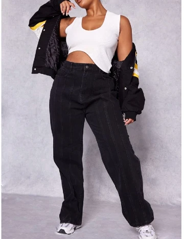Blugi PRETTYLITTLETHING Plus Size, negru
