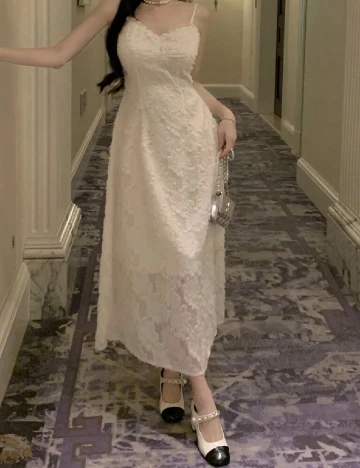 Rochie lunga Dazy, crem Crem