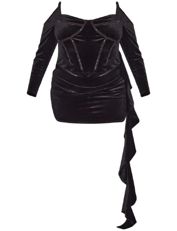 Rochie scurta PRETTYLITTLETHING Plus Size, negru