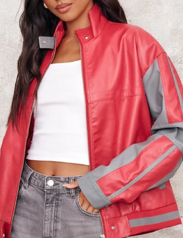 Jacheta PRETTYLITTLETHING, rosu Rosu