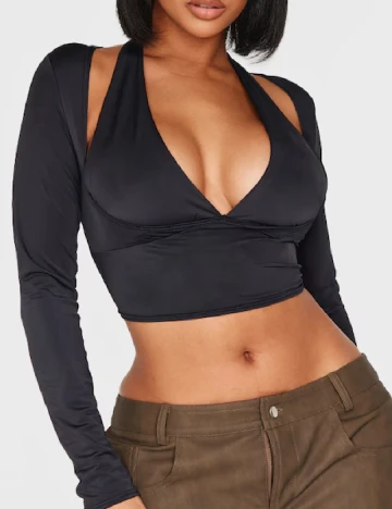 Top PRETTYLITTLETHING, negru