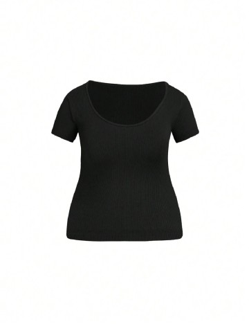 Set Tricouri 2 bucati SHEIN CURVE, negru/maro