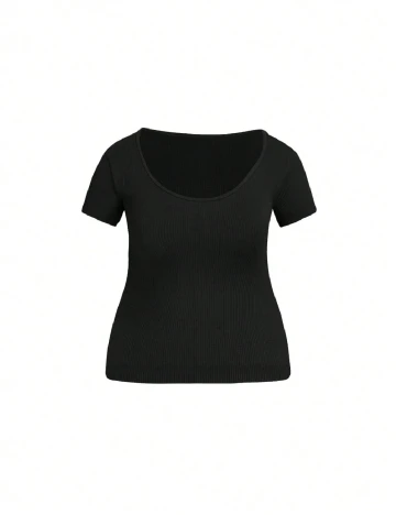 Set Tricouri 2 bucati SHEIN CURVE, negru/maro