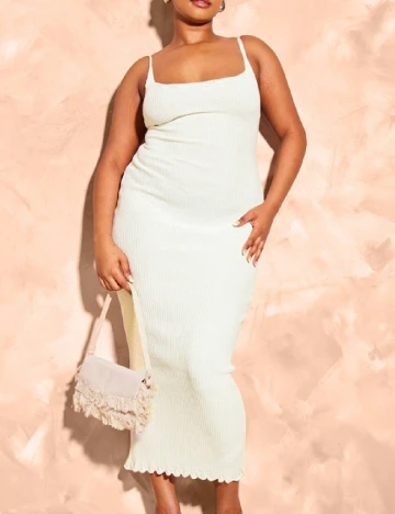 Rochie medie PRETTYLITTLETHING, ecru Alb