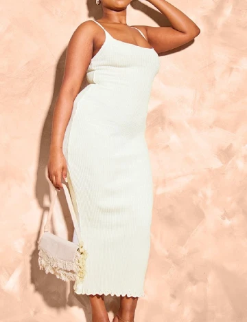 Rochie medie PRETTYLITTLETHING, ecru Alb