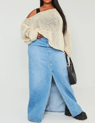 Fusta PRETTYLITTLETHING Plus Size, albastru