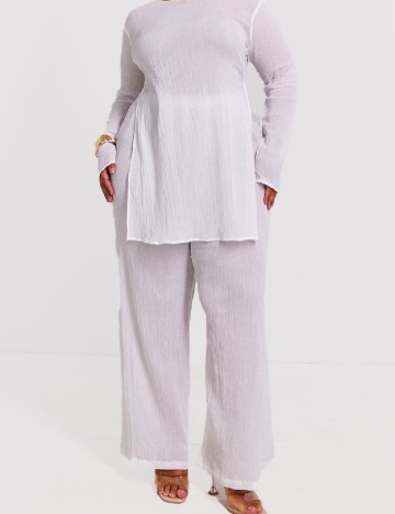 Pantaloni PRETTYLITTLETHING Plus Size, alb