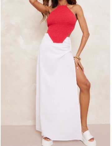 
						Fusta PRETTYLITTLETHING, alb