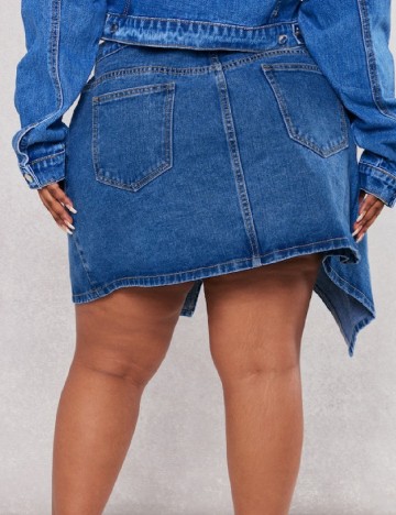 Fusta PrettyLittleThing Plus Size, albastru