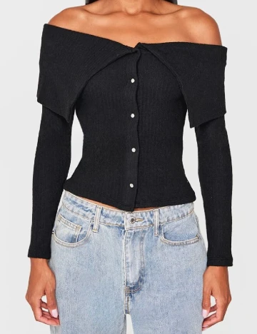 Cardigan PRETTYLITTLETHING, negru
