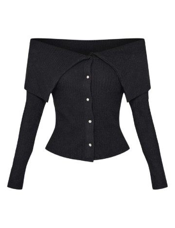 Cardigan PRETTYLITTLETHING, negru
