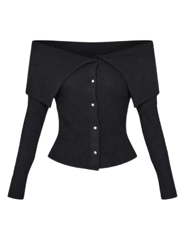 Cardigan PRETTYLITTLETHING, negru