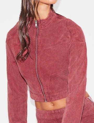 Jacheta PRETTYLITTLETHING, roz pudra inchis Roz