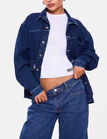 Jacheta Oversize PRETTYLITTLETHING, bleumarin