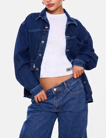 Jacheta Oversize PRETTYLITTLETHING, bleumarin
