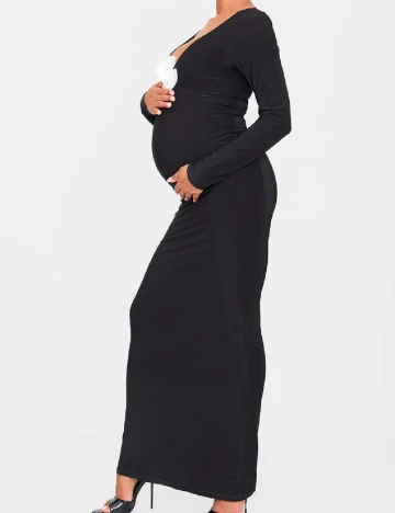 Rochie lunga PrettyLittleThing Maternity, negru