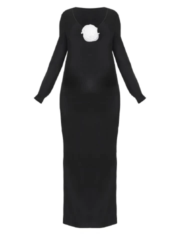 Rochie lunga PrettyLittleThing Maternity, negru