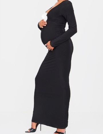 Rochie lunga PrettyLittleThing Maternity, negru