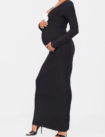 Rochie lunga PrettyLittleThing Maternity, negru