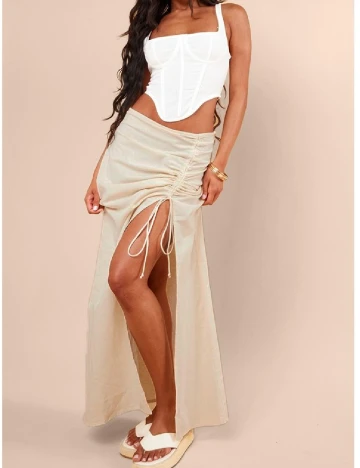 Fusta PRETTYLITTLETHING, crem