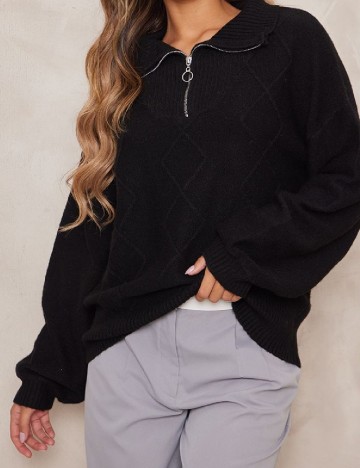 
						Pulover Oversize PRETTYLITTLETHING, negru