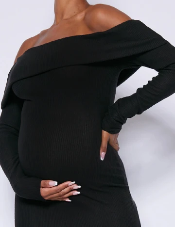 Rochie lunga PRETTYLITTLETHING Maternity, negru