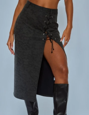 Fusta PrettyLittleThing, gri inchis