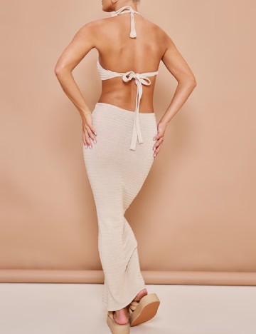 Rochie lunga PrettyLittleThing, crem