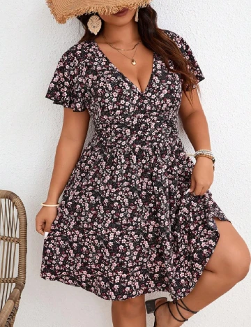 Rochie scurta SHEIN CURVE, floral print